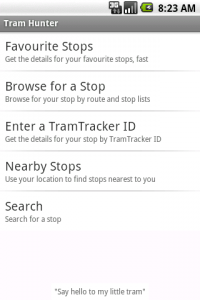 Tram Hunter Menu Tram Hunter Menu